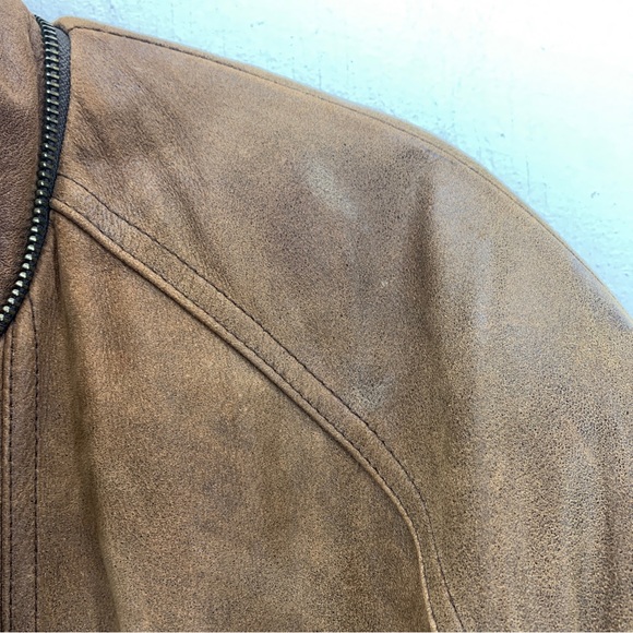 Georgetown Leather Design Mens Large Coat Full Zip Snap Brown Drawstring Pockets - Picture 8 of 13